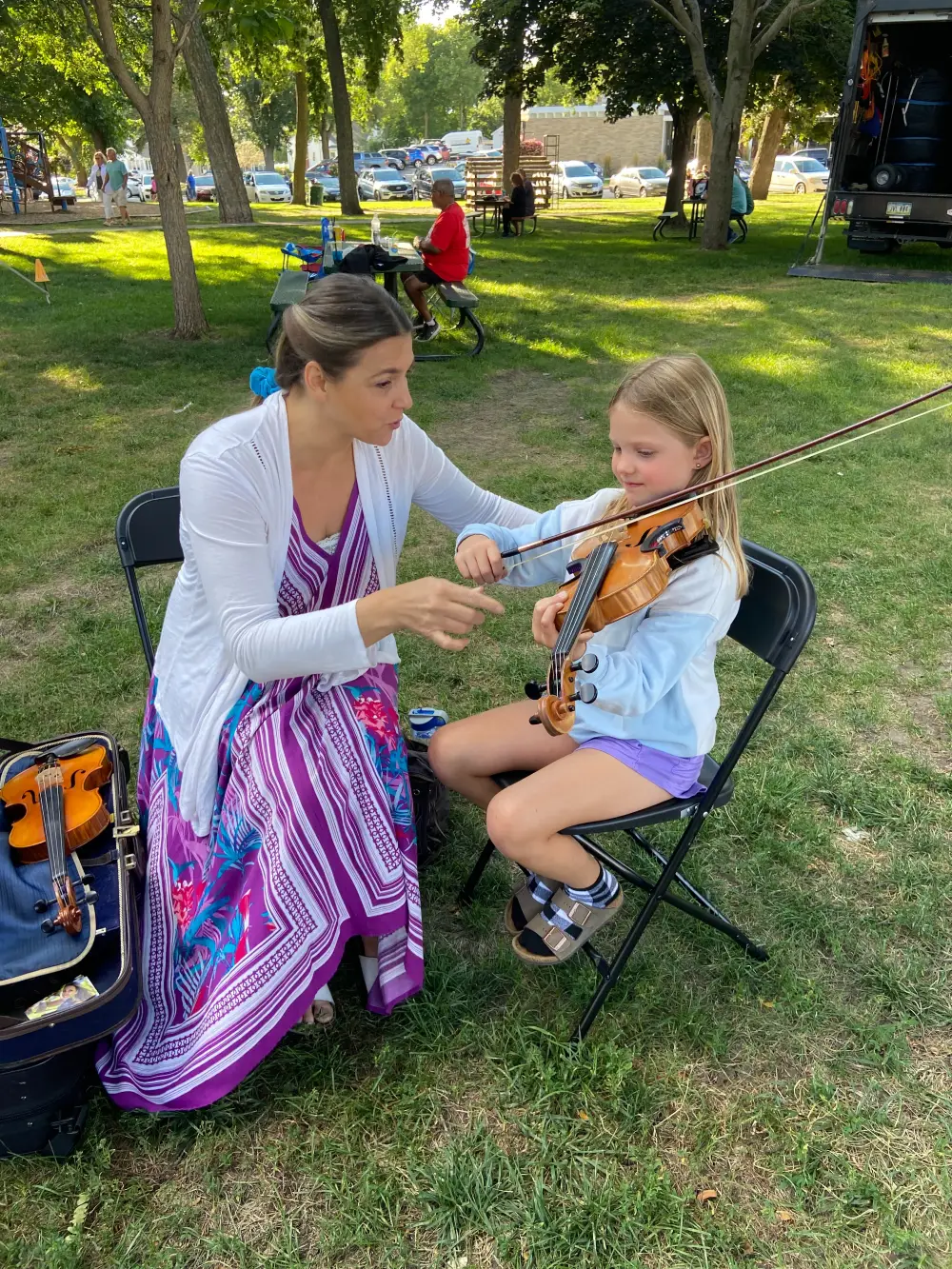 String, percussion, and keyboard instruments will be on display for students to gain hands-on experience with